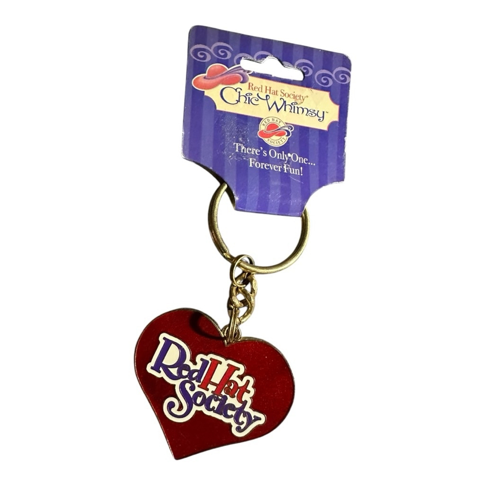 Red Hat Society Keychain Red Heart Charm